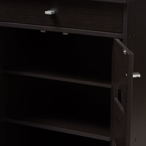 Baxton Studio Acadia Modern and Contemporary Wenge Brown Finished Shoe Cabinet Baxton Studio-0-Minimal And Modern - 11