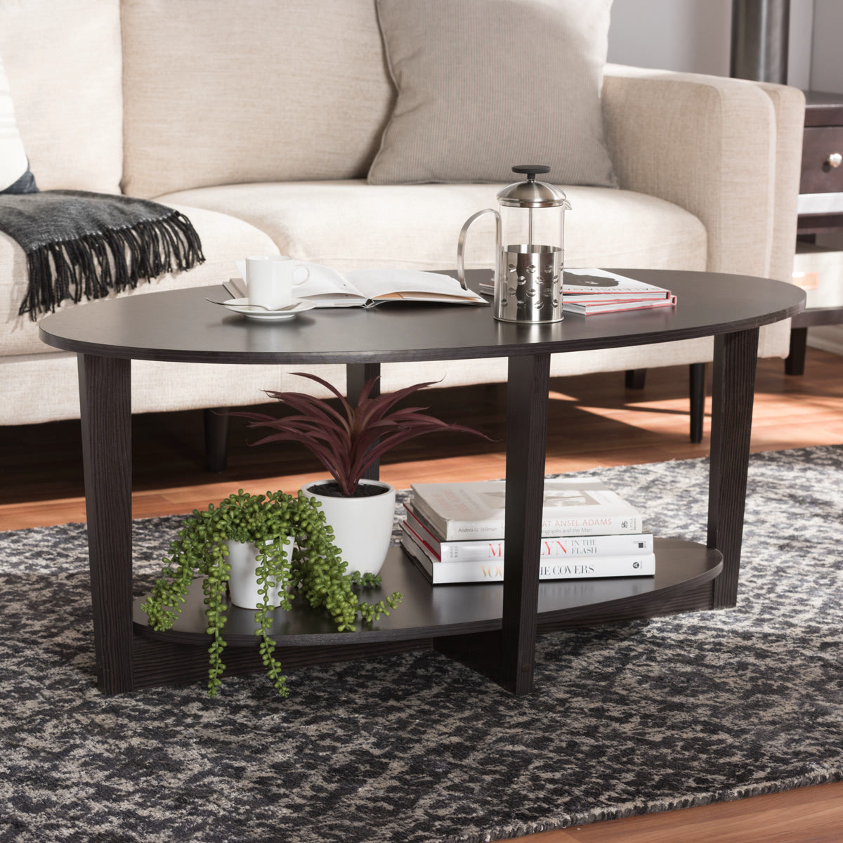 Baxton Studio Jacintha Modern and Contemporary Wenge Brown Finished Coffee Table Baxton Studio-coffee tables-Minimal And Modern - 5