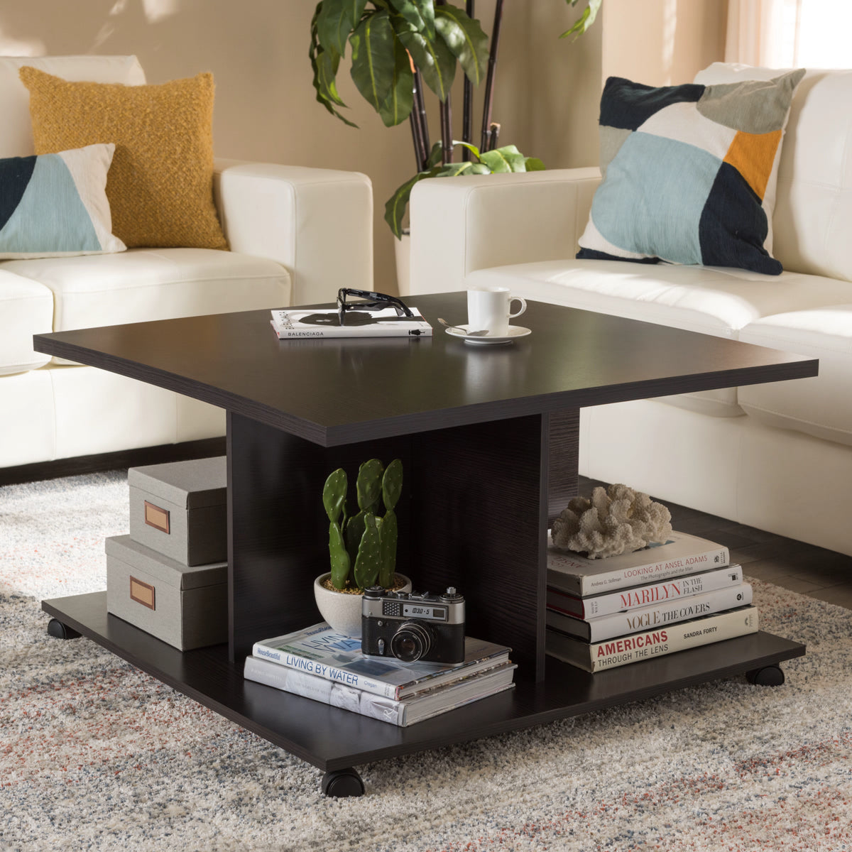Baxton Studio Cladine Modern and Contemporary Wenge Brown Finished Coffee Table Baxton Studio-coffee tables-Minimal And Modern - 4
