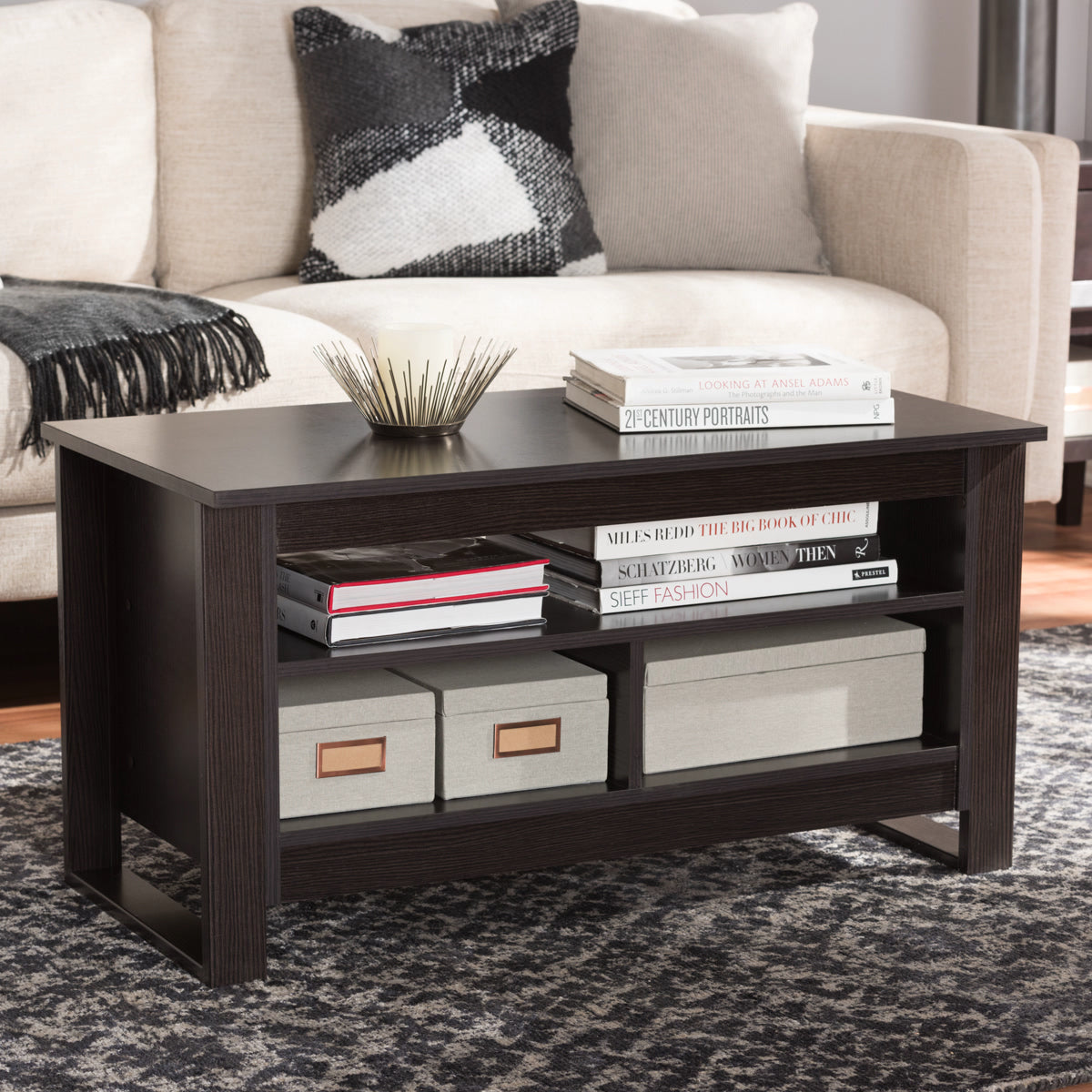 Baxton Studio Nerissa Modern and Contemporary Wenge Brown Finished Coffee Table Baxton Studio-coffee tables-Minimal And Modern - 5