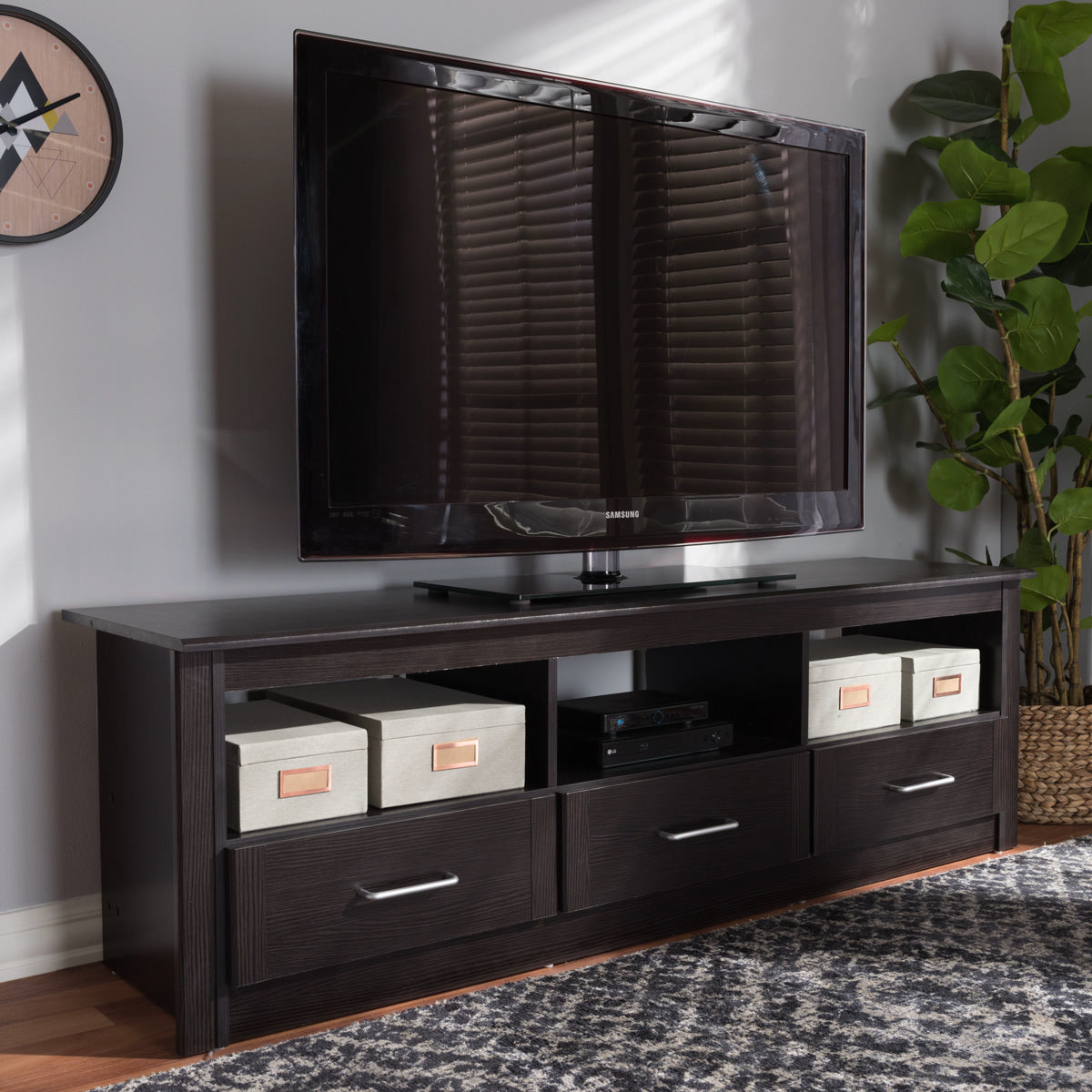 Baxton Studio Ryleigh Modern and Contemporary Wenge Brown Finished TV Stand Baxton Studio-TV Stands-Minimal And Modern - 8