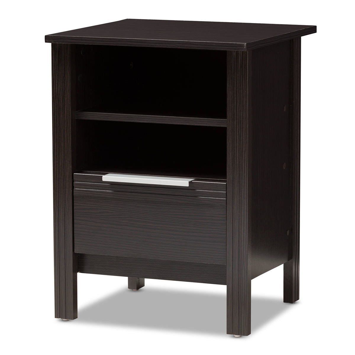 Baxton Studio Hamish Modern and Contemporary Wenge Brown Finished 1-Drawer Nightstand Baxton Studio-nightstands-Minimal And Modern - 1