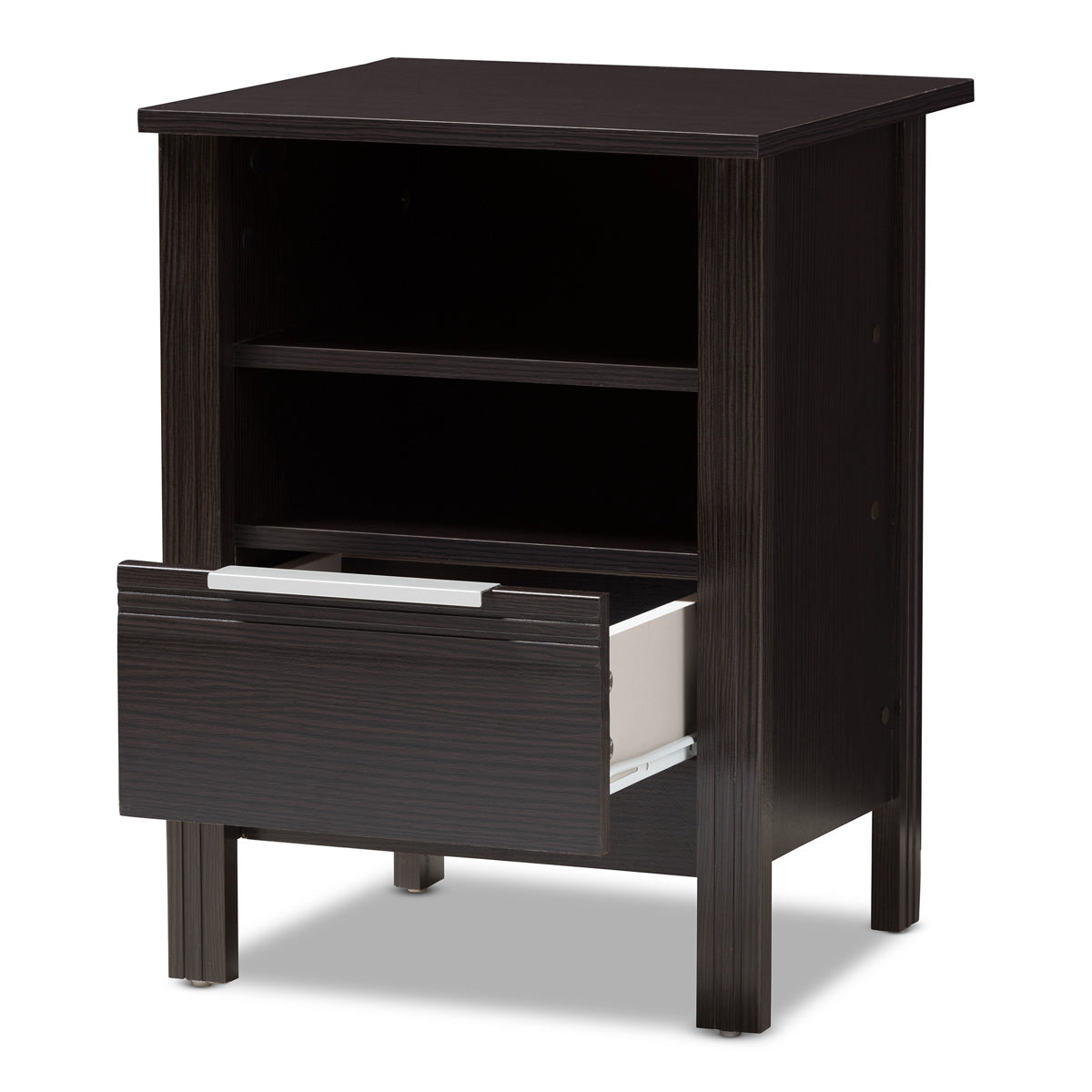 Baxton Studio Hamish Modern and Contemporary Wenge Brown Finished 1-Drawer Nightstand Baxton Studio-nightstands-Minimal And Modern - 2