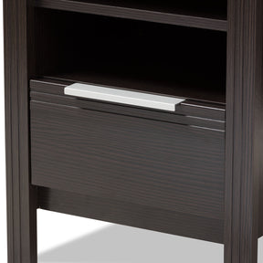 Baxton Studio Hamish Modern and Contemporary Wenge Brown Finished 1-Drawer Nightstand Baxton Studio-nightstands-Minimal And Modern - 5