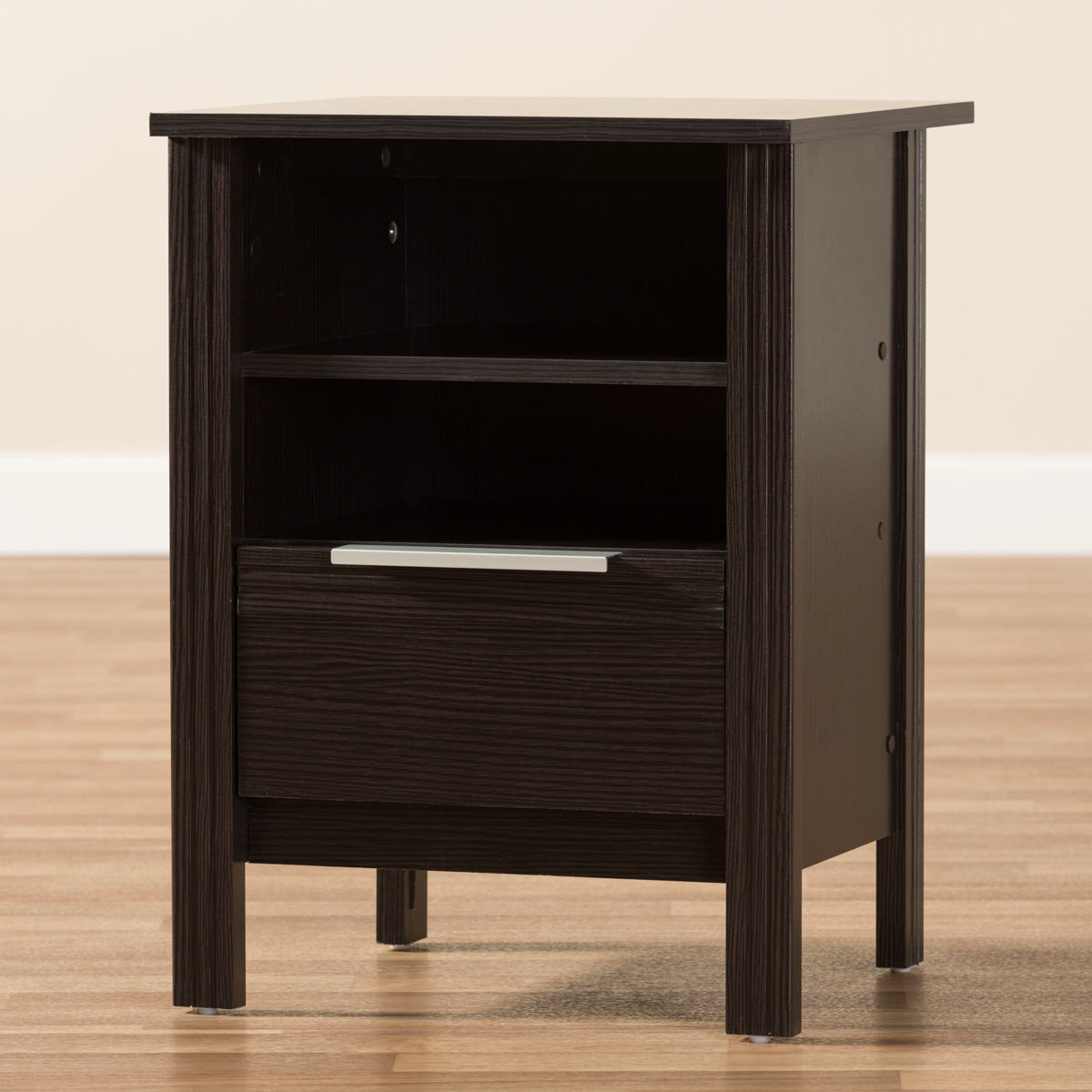 Baxton Studio Hamish Modern and Contemporary Wenge Brown Finished 1-Drawer Nightstand Baxton Studio-nightstands-Minimal And Modern - 8