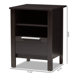 Baxton Studio Hamish Modern and Contemporary Wenge Brown Finished 1-Drawer Nightstand Baxton Studio-nightstands-Minimal And Modern - 9