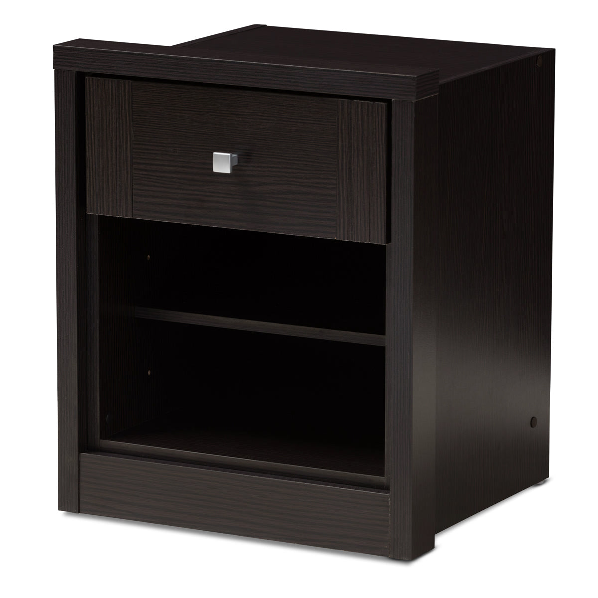 Baxton Studio Danette Modern and Contemporary Wenge Brown Finished 1-Drawer Nightstand Baxton Studio-nightstands-Minimal And Modern - 1