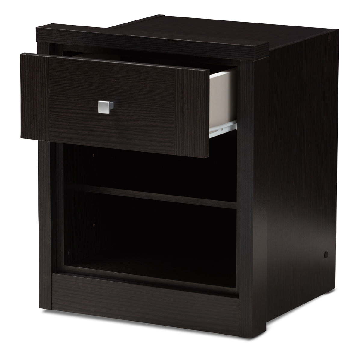 Baxton Studio Danette Modern and Contemporary Wenge Brown Finished 1-Drawer Nightstand Baxton Studio-nightstands-Minimal And Modern - 2