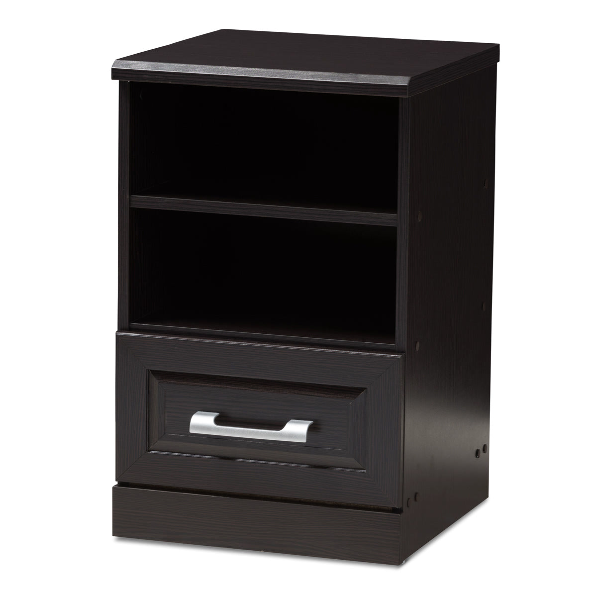Baxton Studio Odelia Modern and Contemporary Wenge Brown Finished 1-Drawer Nightstand Baxton Studio-nightstands-Minimal And Modern - 1