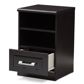 Baxton Studio Odelia Modern and Contemporary Wenge Brown Finished 1-Drawer Nightstand Baxton Studio-nightstands-Minimal And Modern - 2