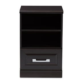 Baxton Studio Odelia Modern and Contemporary Wenge Brown Finished 1-Drawer Nightstand Baxton Studio-nightstands-Minimal And Modern - 3