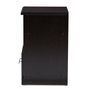 Baxton Studio Odelia Modern and Contemporary Wenge Brown Finished 1-Drawer Nightstand Baxton Studio-nightstands-Minimal And Modern - 4