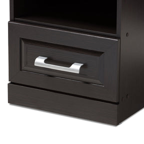 Baxton Studio Odelia Modern and Contemporary Wenge Brown Finished 1-Drawer Nightstand Baxton Studio-nightstands-Minimal And Modern - 5