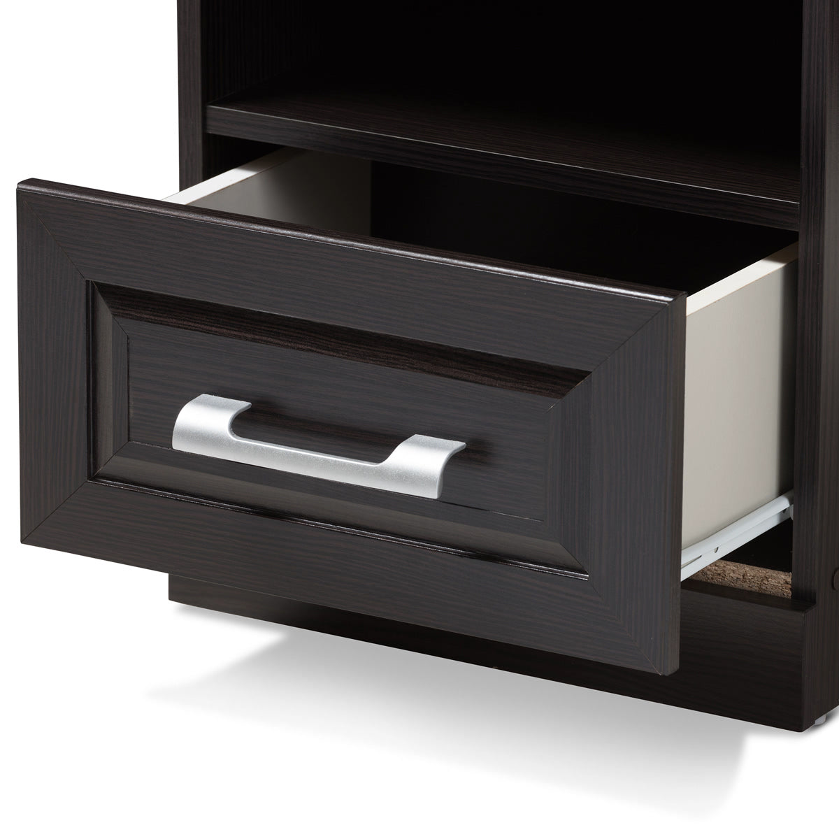 Baxton Studio Odelia Modern and Contemporary Wenge Brown Finished 1-Drawer Nightstand Baxton Studio-nightstands-Minimal And Modern - 6