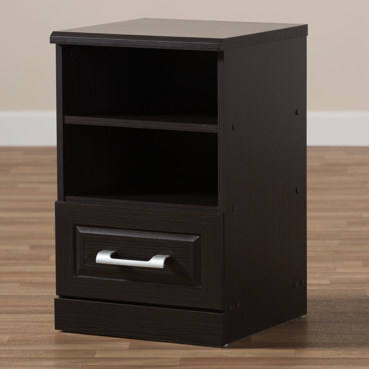 Baxton Studio Odelia Modern and Contemporary Wenge Brown Finished 1-Drawer Nightstand Baxton Studio-nightstands-Minimal And Modern - 8