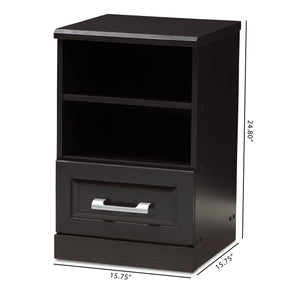 Baxton Studio Odelia Modern and Contemporary Wenge Brown Finished 1-Drawer Nightstand Baxton Studio-nightstands-Minimal And Modern - 9