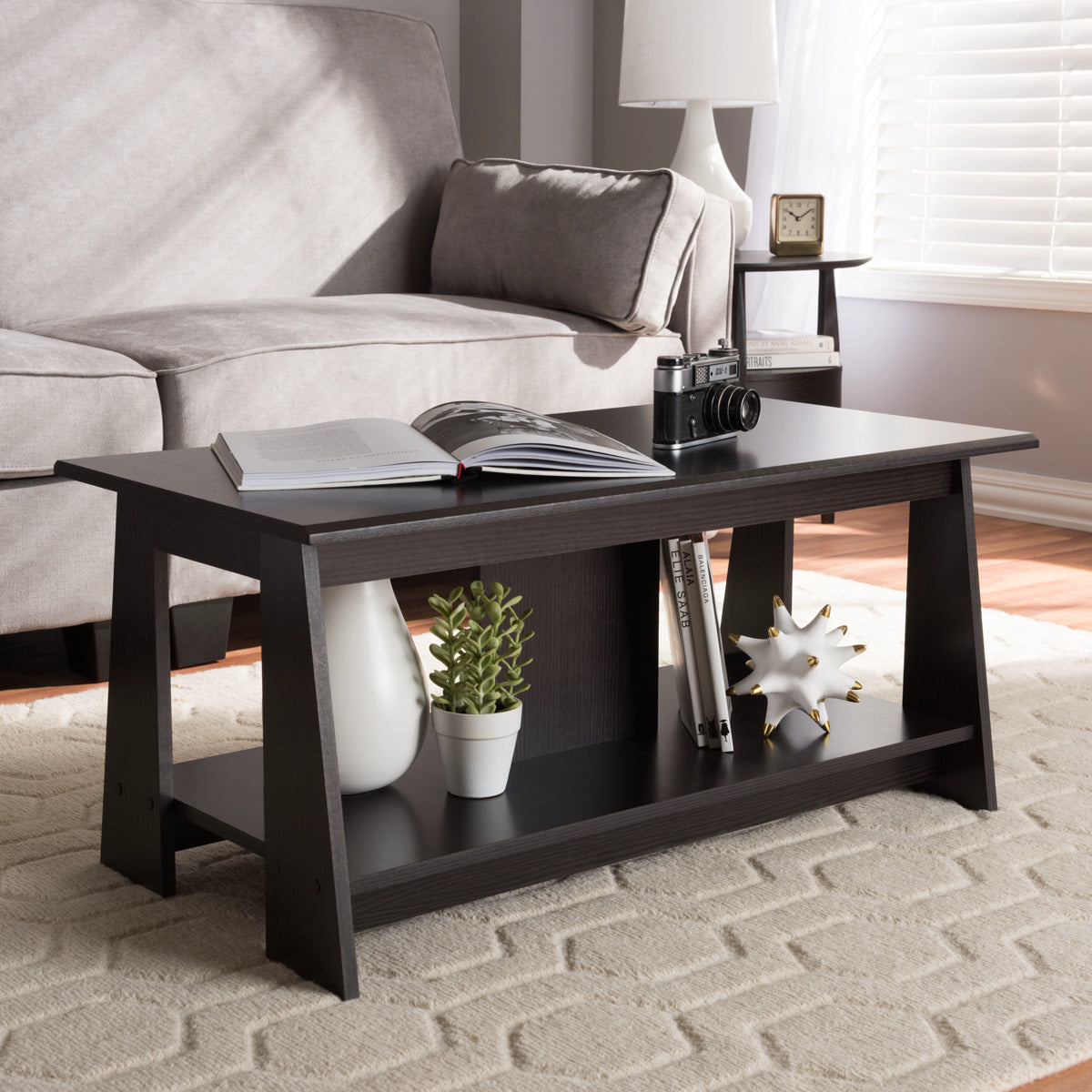 Baxton Studio Fionan Modern and Contemporary Wenge Brown Finished Coffee Table Baxton Studio-coffee tables-Minimal And Modern - 5