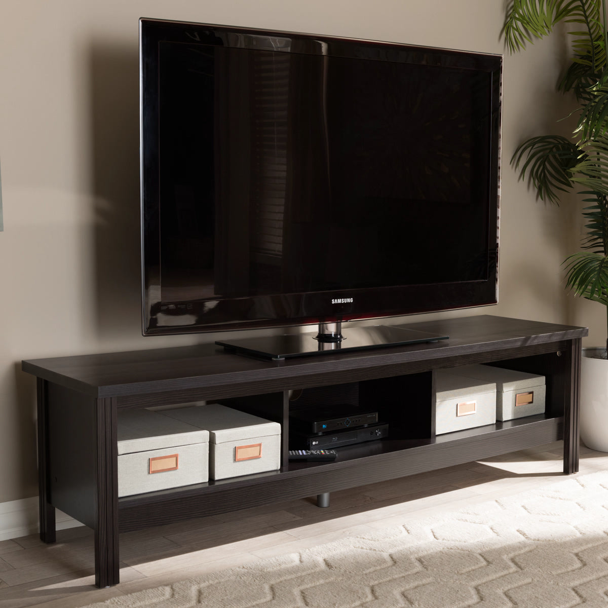Baxton Studio Callie Modern and Contemporary Wenge Brown Finished TV Stand Baxton Studio-TV Stands-Minimal And Modern - 5