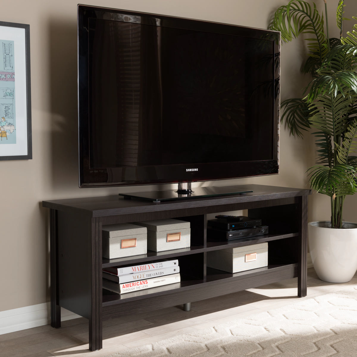 Baxton Studio Sloane Modern and Contemporary Wenge Brown Finished TV Stand Baxton Studio-TV Stands-Minimal And Modern - 5