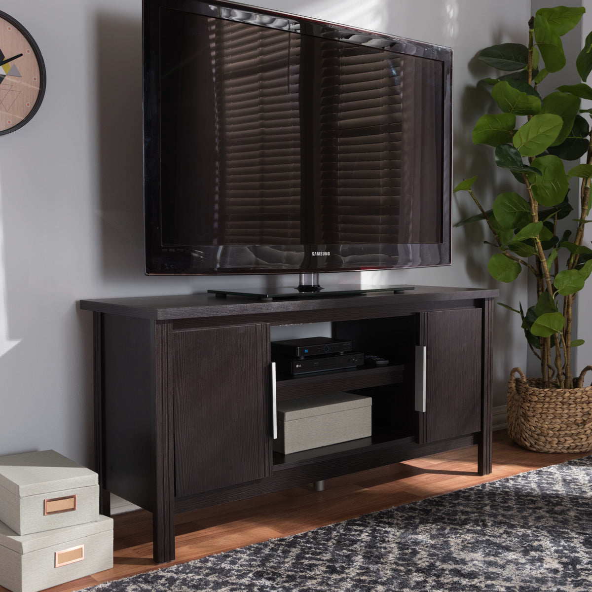 Baxton Studio Marley Modern and Contemporary Wenge Brown Finished TV Stand Baxton Studio-TV Stands-Minimal And Modern - 7