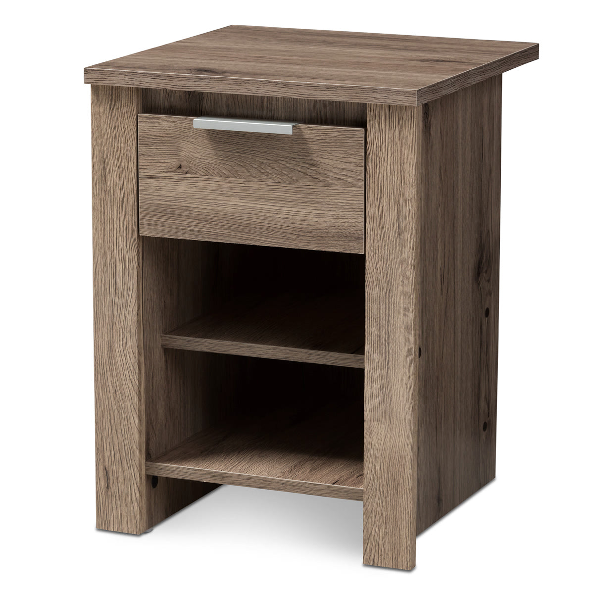 Baxton Studio Laverne Modern and Contemporary Oak Brown Finished 1-Drawer Nightstand Baxton Studio-nightstands-Minimal And Modern - 1