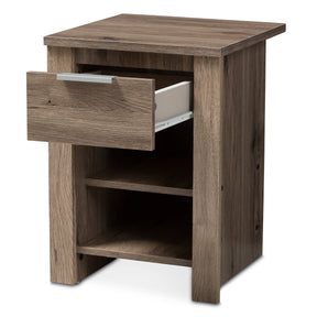 Baxton Studio Laverne Modern and Contemporary Oak Brown Finished 1-Drawer Nightstand Baxton Studio-nightstands-Minimal And Modern - 2