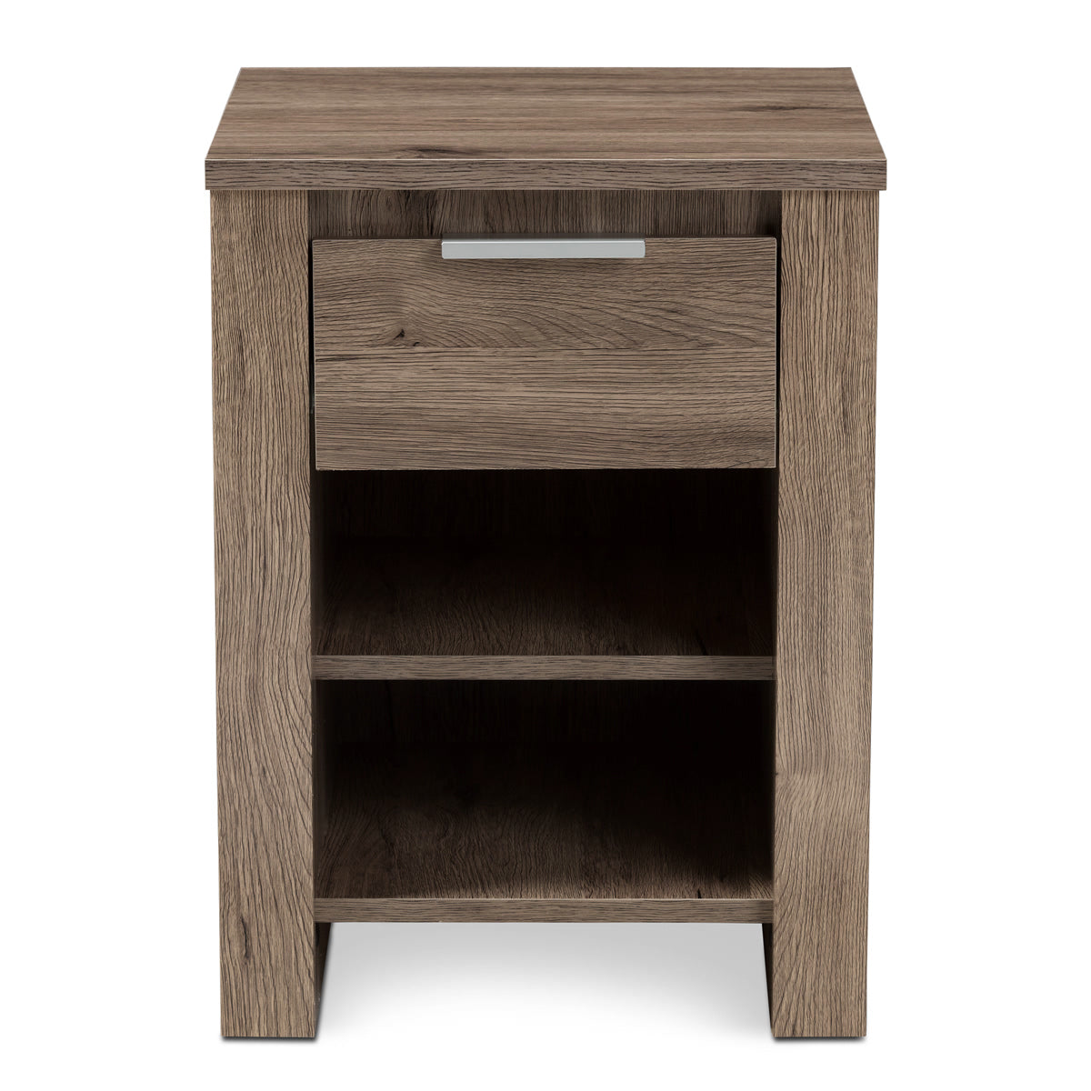 Baxton Studio Laverne Modern and Contemporary Oak Brown Finished 1-Drawer Nightstand Baxton Studio-nightstands-Minimal And Modern - 3