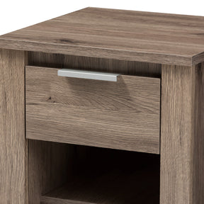 Baxton Studio Laverne Modern and Contemporary Oak Brown Finished 1-Drawer Nightstand Baxton Studio-nightstands-Minimal And Modern - 5