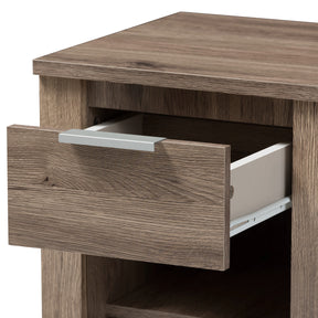Baxton Studio Laverne Modern and Contemporary Oak Brown Finished 1-Drawer Nightstand Baxton Studio-nightstands-Minimal And Modern - 6
