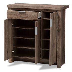 Baxton Studio Laverne Modern and Contemporary Oak Brown Finished Shoe Cabinet Baxton Studio-0-Minimal And Modern - 3