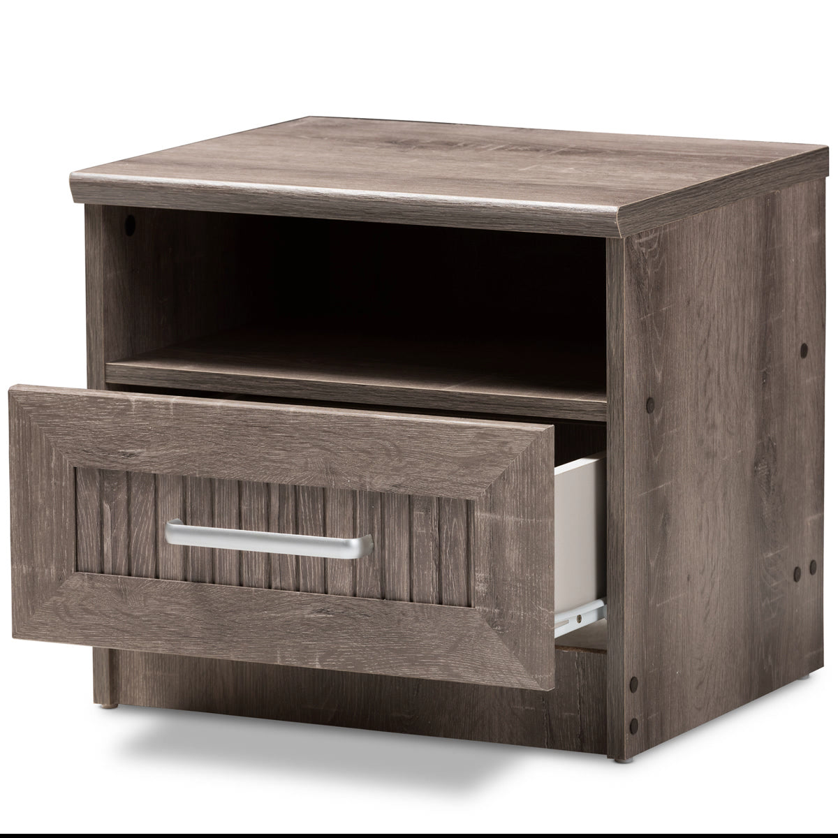 Baxton Studio Gallia Modern and Contemporary Oak Brown Finished 1-Drawer Nightstand Baxton Studio-nightstands-Minimal And Modern - 2