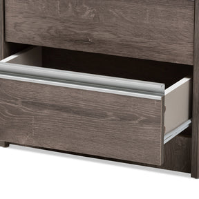 Baxton Studio Gallia Modern and Contemporary Oak Brown Finished 2-Drawer Nightstand Baxton Studio-nightstands-Minimal And Modern - 6