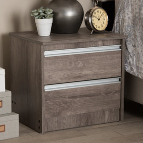 Baxton Studio Gallia Modern and Contemporary Oak Brown Finished 2-Drawer Nightstand Baxton Studio-nightstands-Minimal And Modern - 7