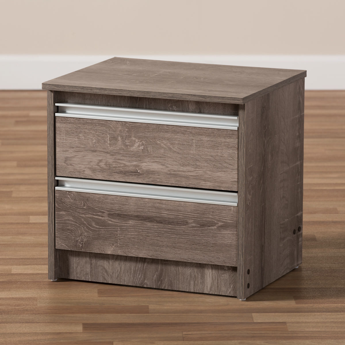Baxton Studio Gallia Modern and Contemporary Oak Brown Finished 2-Drawer Nightstand Baxton Studio-nightstands-Minimal And Modern - 8