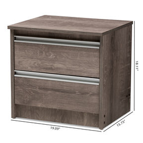 Baxton Studio Gallia Modern and Contemporary Oak Brown Finished 2-Drawer Nightstand Baxton Studio-nightstands-Minimal And Modern - 9