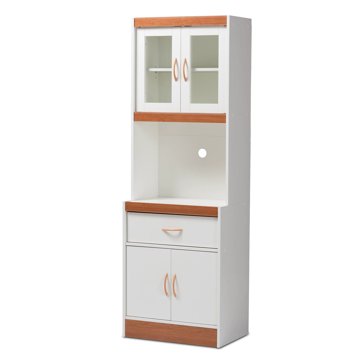 Baxton Studio Laurana Modern and Contemporary White and Cherry Finished Kitchen Cabinet and Hutch Baxton Studio-0-Minimal And Modern - 1