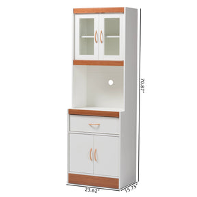 Baxton Studio Laurana Modern and Contemporary White and Cherry Finished Kitchen Cabinet and Hutch Baxton Studio-0-Minimal And Modern - 9