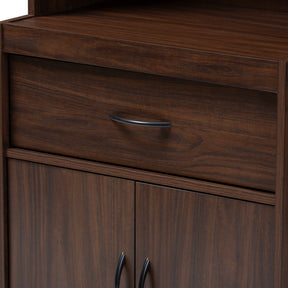 Baxton Studio Laurana Modern and Contemporary Dark Walnut Finished Kitchen Cabinet and Hutch Baxton Studio-0-Minimal And Modern - 5