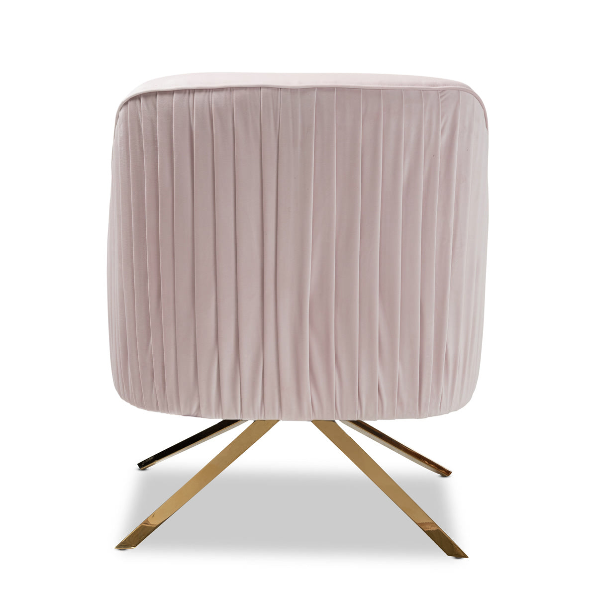 Baxton Studio Amaya Luxe and Glamour Light Pink Velvet Fabric Upholstered Gold Finished Base Lounge Chair Baxton Studio-chairs-Minimal And Modern - 4
