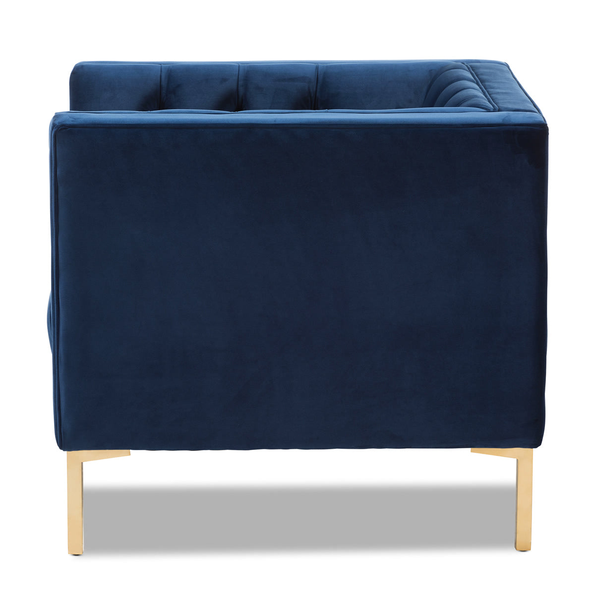 Baxton Studio Zanetta Luxe and Glamour Navy Velvet Upholstered Gold Finished Lounge Chair Baxton Studio-chairs-Minimal And Modern - 3