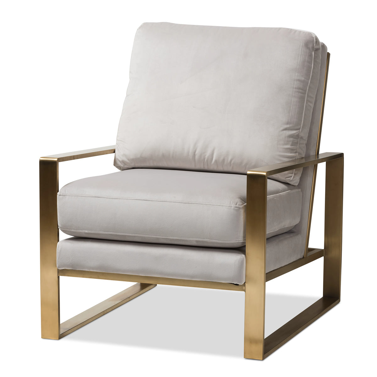 Baxton Studio Mietta Luxe and Glamour Grey Velvet Upholstered Gold Finished Lounge Chair Baxton Studio-chairs-Minimal And Modern - 1
