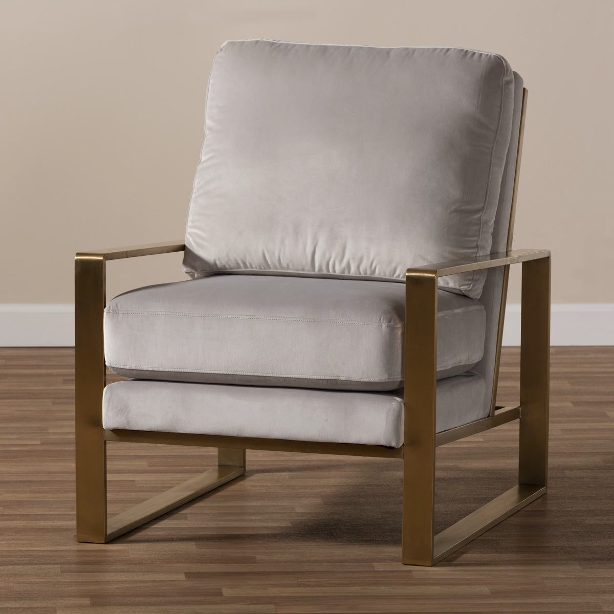 Baxton Studio Mietta Luxe and Glamour Grey Velvet Upholstered Gold Finished Lounge Chair Baxton Studio-chairs-Minimal And Modern - 7