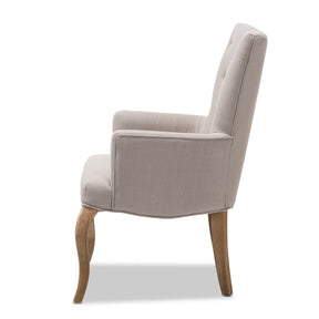Baxton Studio Clotille French Provincial Beige Fabric Upholstered Whitewashed Oak Lounge Chair Baxton Studio-chairs-Minimal And Modern - 3