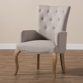 Baxton Studio Clotille French Provincial Beige Fabric Upholstered Whitewashed Oak Lounge Chair Baxton Studio-chairs-Minimal And Modern - 8