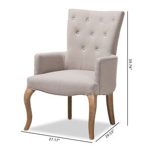 Baxton Studio Clotille French Provincial Beige Fabric Upholstered Whitewashed Oak Lounge Chair Baxton Studio-chairs-Minimal And Modern - 9