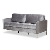 Baxton Studio Clara Modern and Contemporary Grey Velvet Fabric Upholstered 3-Seater Sofa Baxton Studio-sofas-Minimal And Modern - 1