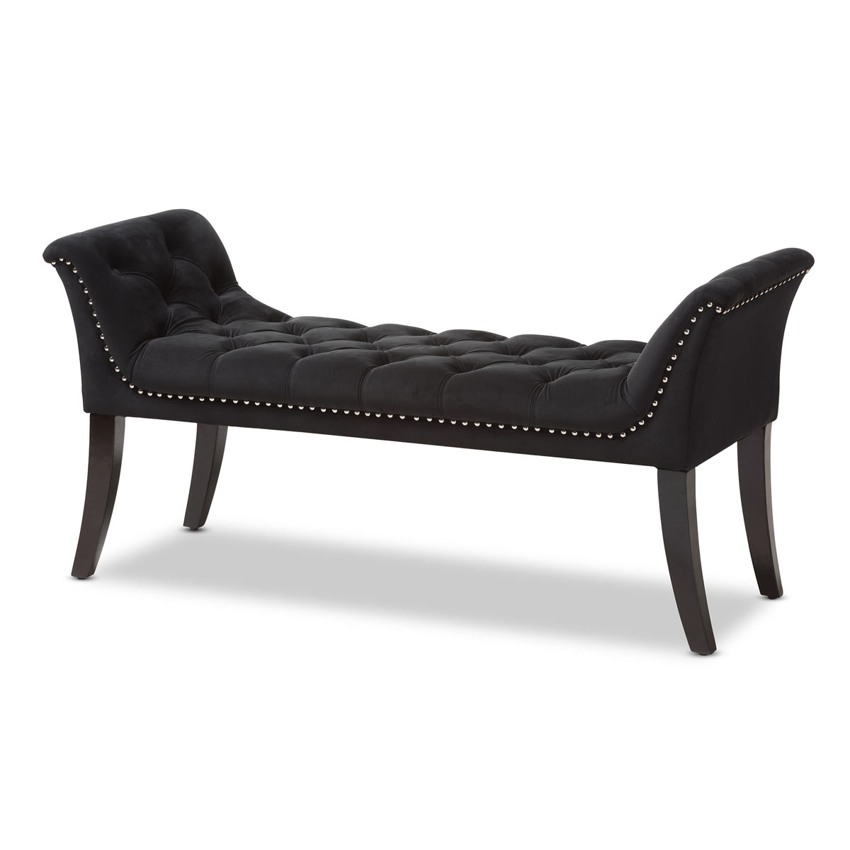 Baxton Studio Chandelle Luxe and Contemporary Black Velvet Upholstered Bench Baxton Studio-0-Minimal And Modern - 1