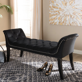 Baxton Studio Chandelle Luxe and Contemporary Black Velvet Upholstered Bench Baxton Studio-0-Minimal And Modern - 7