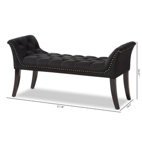 Baxton Studio Chandelle Luxe and Contemporary Black Velvet Upholstered Bench Baxton Studio-0-Minimal And Modern - 9