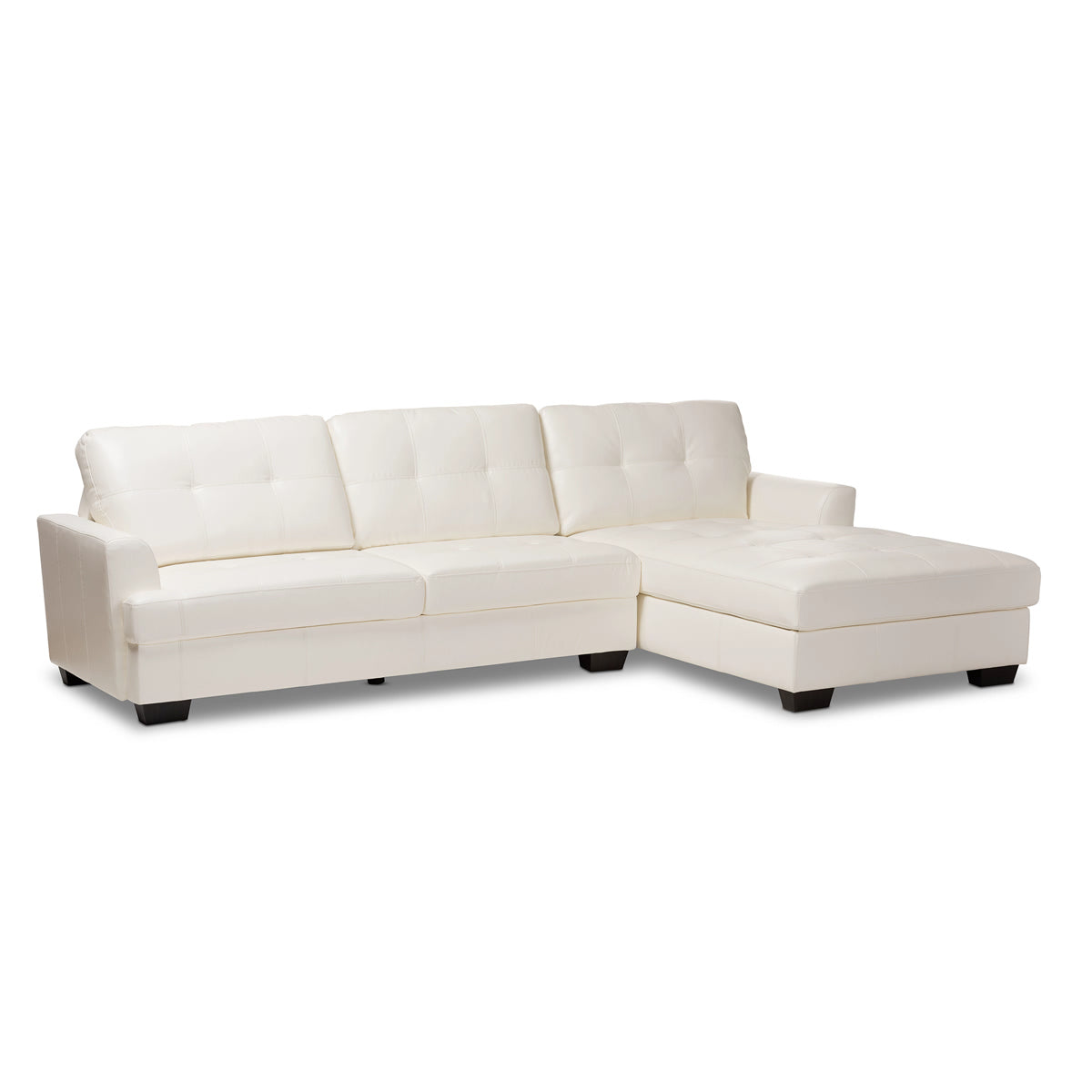 Baxton Studio Adalynn Modern and Contemporary White Faux Leather Upholstered Sectional Sofa Baxton Studio-sofas-Minimal And Modern - 1